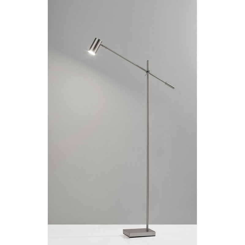 Burruss 160cm LED Task Floor Lamp, Brushed Steel