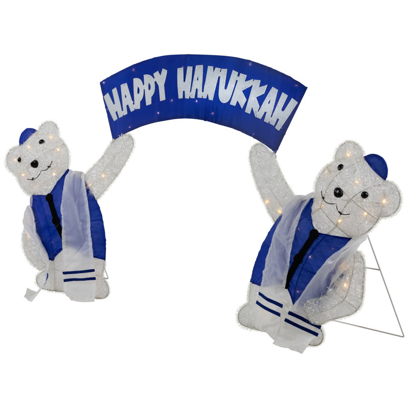 Décoration de Noël en forme d'ours polaire lumineux «Happy Hanoucca» à DEL