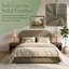 Queen Luxury Fully Upholstered Platform Bed Frame with Curved Padded Headboard and Footboard, Premium Linen Fabric Bed, No Box Spring Needed,-129026358