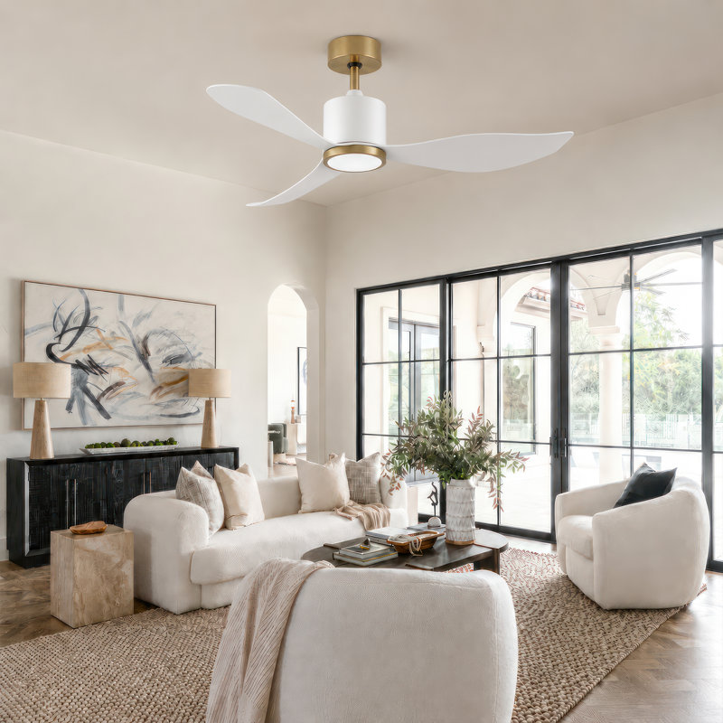 Ventilateur de plafond 52 po avec télécommande 6 vitesses à haut débit d'air, moteur à courant continu réversible à faible bruit