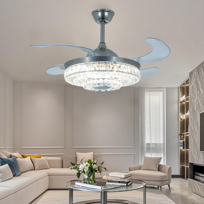 42-inch Stylish Colorful Bluetooth Crystal Fan Light | Remote Control + App Smart Music Control Function