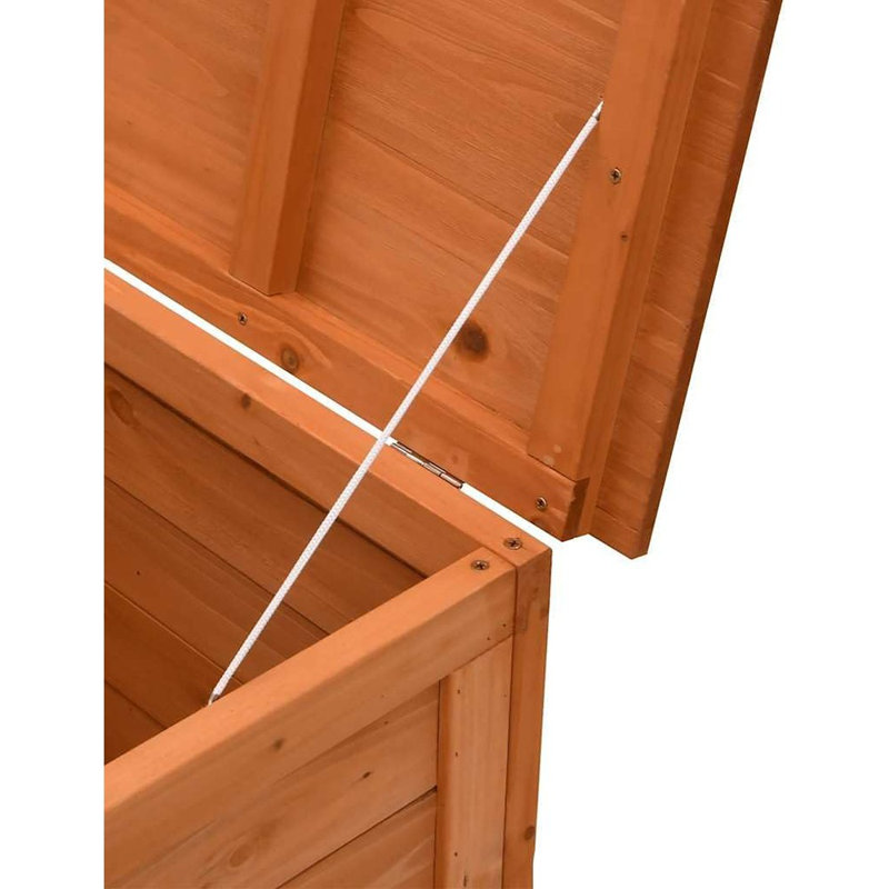 Boîte de rangement de patio en bois de sapin massif - Organisateur extérieur brun pour outils et coussins de jardin avec fond ventilé
