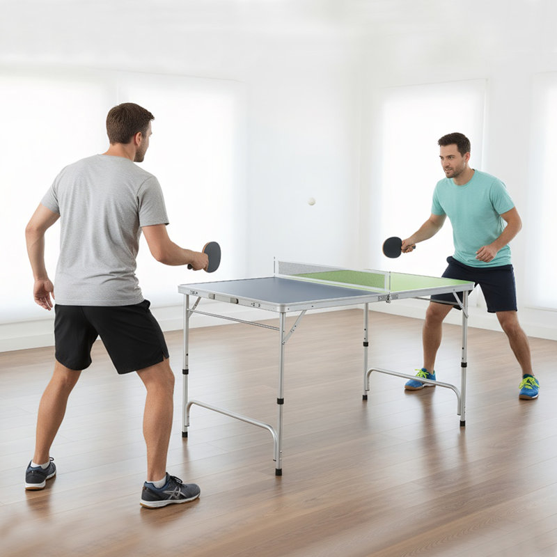 Mini table de tennis de table de 47 po x 30 po à hauteur réglable pour l'intérieur et l'extérieur
