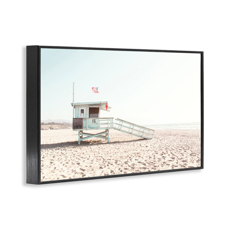 «Lifeguard Hut Sunny Day», estampe numérique, conception de Sissi et Seb, H 12 po x l 18 po, Giclée encadrée noir minuit