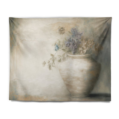 Still Life Blossoming Wildflowers In Retro Colors Polyester Tapestry