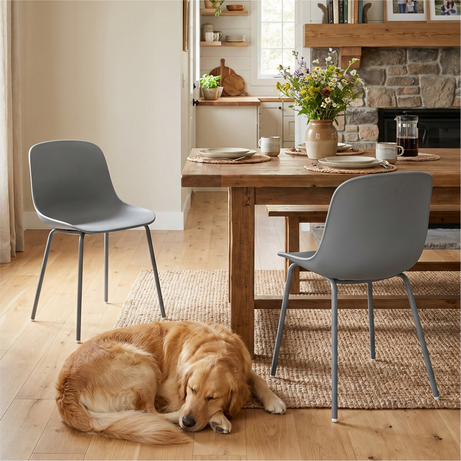 Meli Armless Dining Chairs, Gray