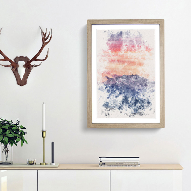 Swiss Mountain - Picture Frame Graphic Art, 87cm H x 62cm W x 2cm D, Oak Framed
