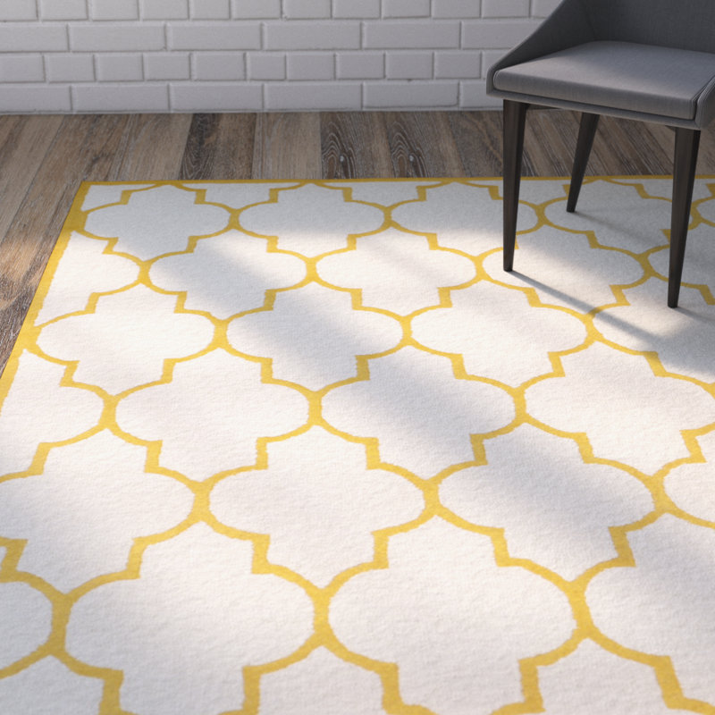 Cannen Hand Tufted Wool Geometric Rug, Rectangle 5' x 8'