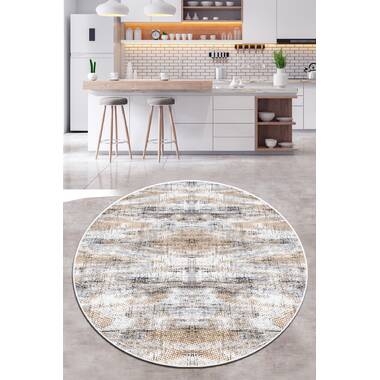 Corrigan Studio® Kymiere Collection Modern Abstract Round Rug (5X5 Feet) -  5'3 X 5'3, Yellow