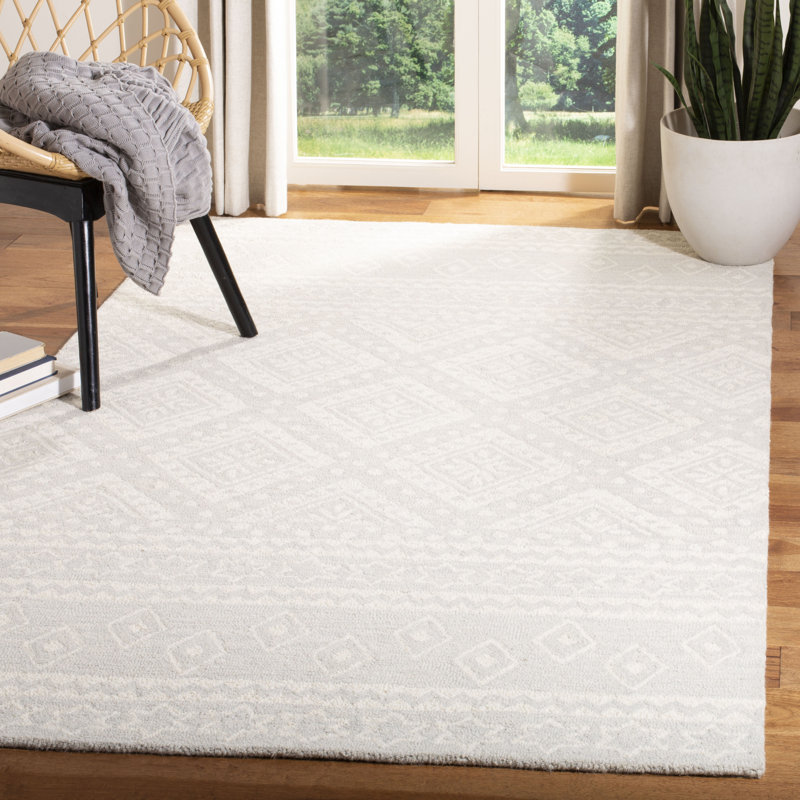 Myndi Hand Tufted Wool And Cotton With Latex Geometric Rug, Rectangle 8' x 10'