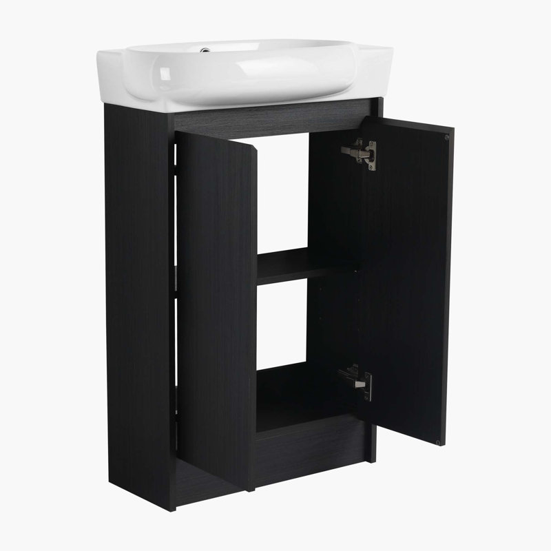 23" Freestanding Bathroom Vanity with Sink, Soft Close Doors,, Black Chestnut