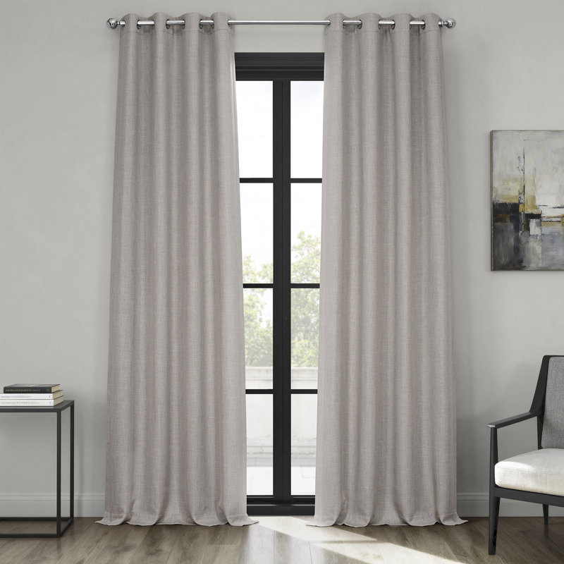 Oneridge Room-Darkening Faux Linen Curtains, Clay, 50" W x 108" L