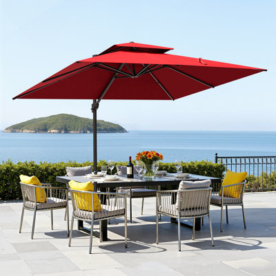 Parasol de patio extérieur en porte-à-faux décalé 10 pi x 13 pi sans base lestée Lowrie