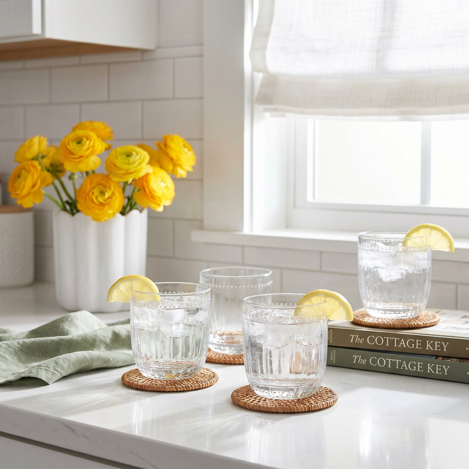 Everyday White Ribbed Whiskey Glass