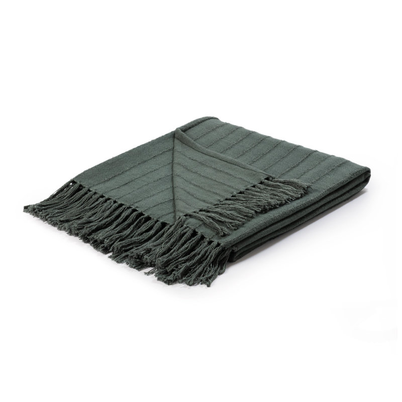 Hendri Hand Woven Throw Blanket, Green Striped