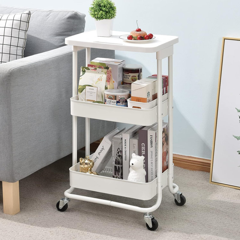 Chariot utilitaire avec roues H 29,9 po x l 16,7 po, Blanc