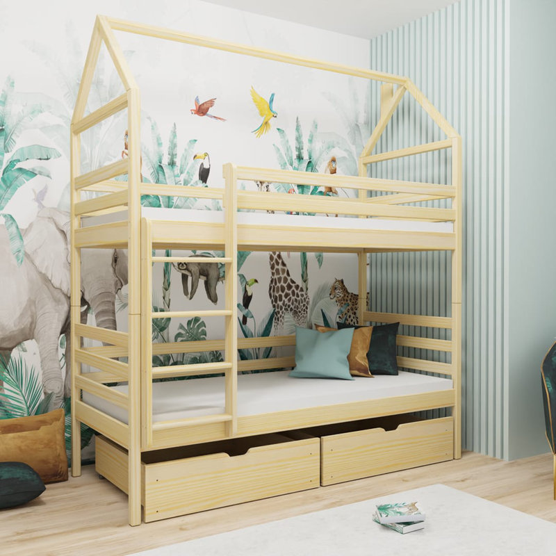 Gertie Bunk Bed House Beds with Storage Included, Pine