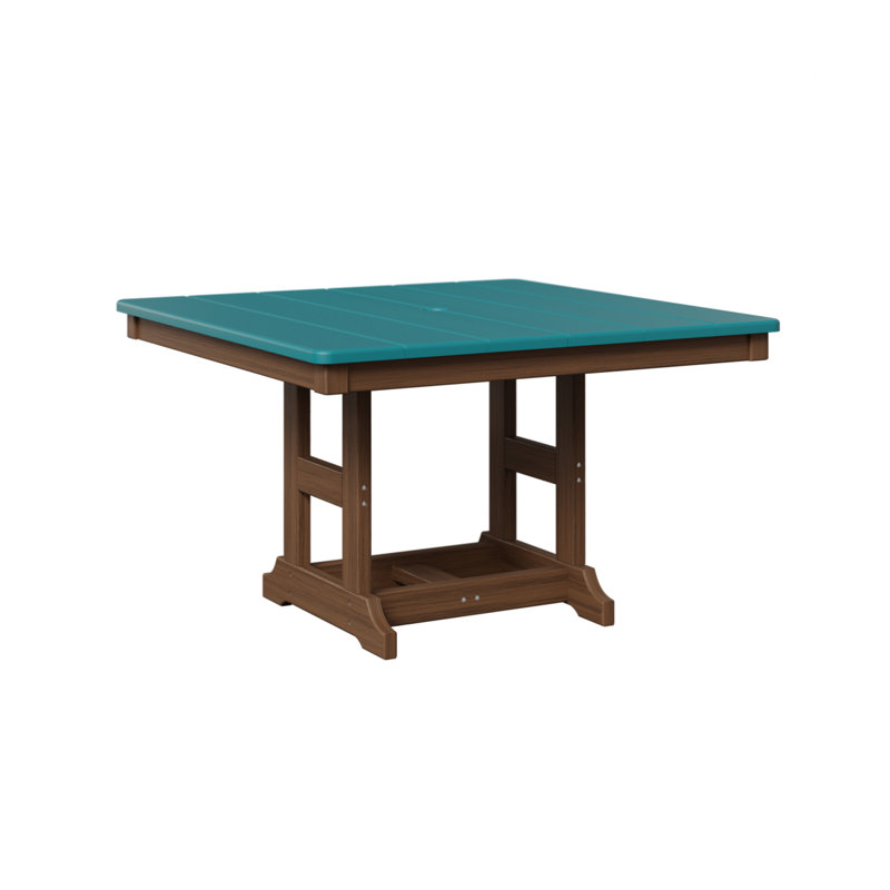 KIDS Outdoor Square Side Table, Antique Mahogany, Aruba Blue