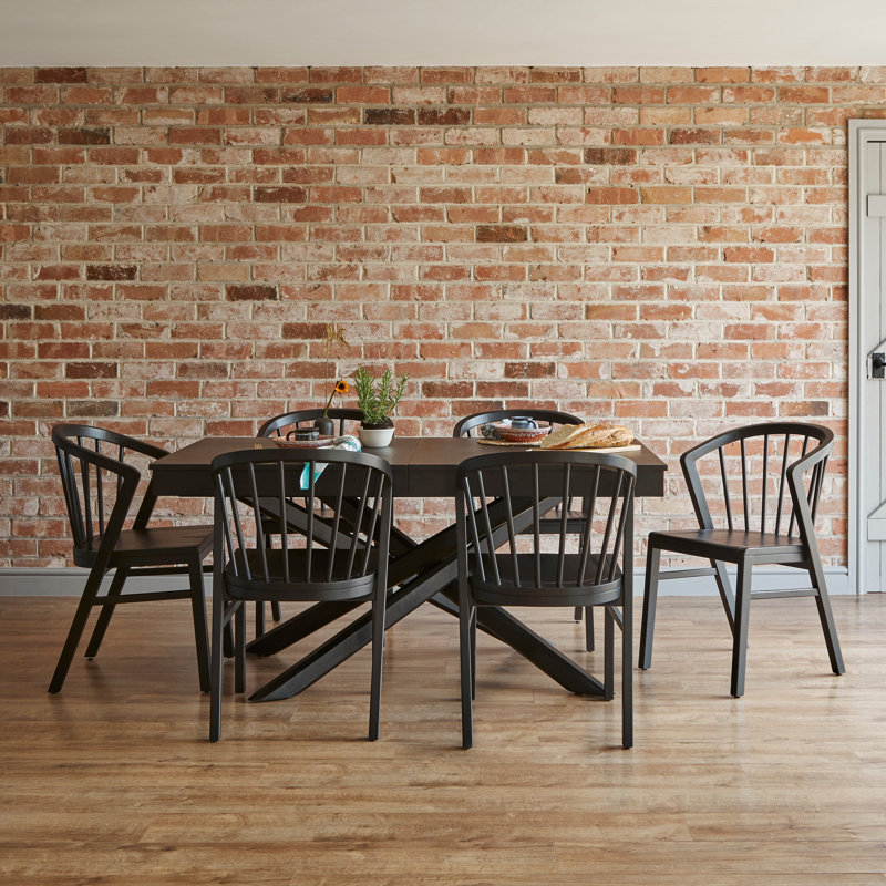Hopley 47cm H Solid Wood Slat Back Side Chair, Black
