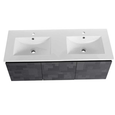 48Inch Wall-Mounted Bathroom Vanity With Ceramic Sink, Cabinet With Two Soft-Close Cabinet Door -  East Urban Home, 05F0A6CD34F440E3861FC5F4EB65767F