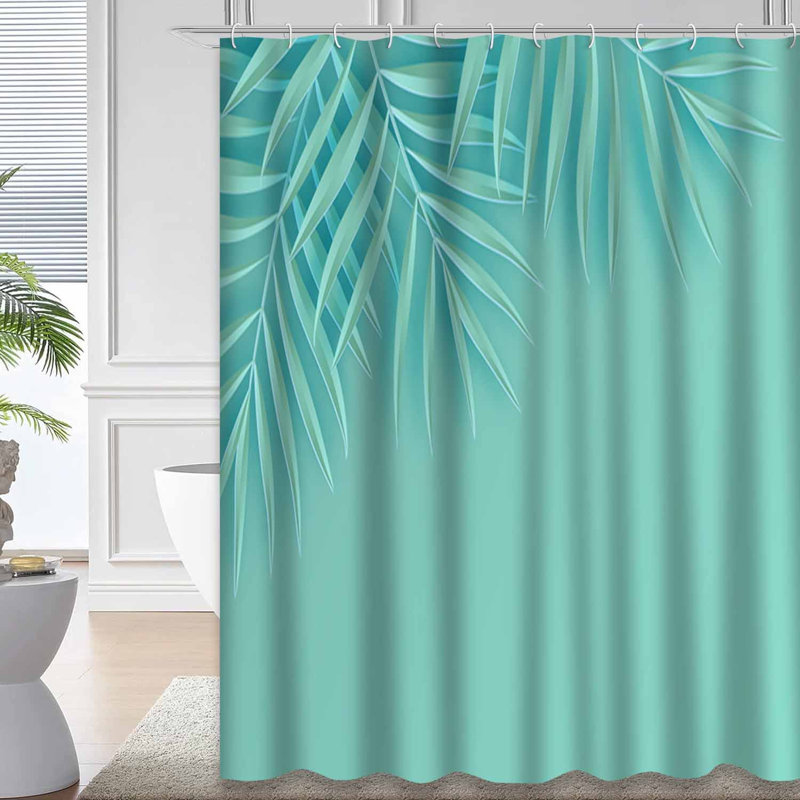 Rideau de douche à motif de feuilles de palmier tropicales hawaïennes avec 12 crochets, L 72 po x l 72 po