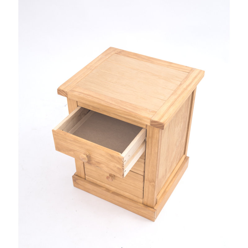 Christie 45cm W Solid + Manufactured Wood Bedside Table, Light Wood