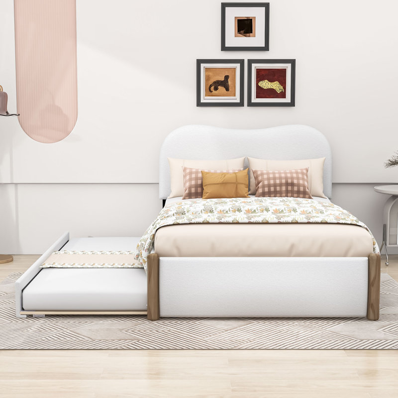 Lit plateforme tapissier Ileana, Double, Blanc