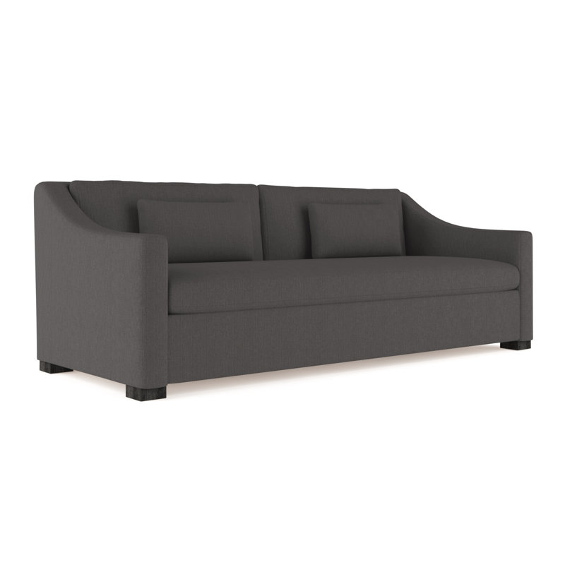 Crosby Slope Arm Sofa, Box Weave Linen Graphite, 32.5" H x 96" W x 38" D, Ebony