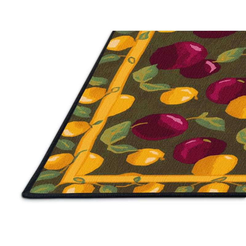  Tapis lavable avec des fruits Plumcot, Rectangulaire 3 pi x 5 pi