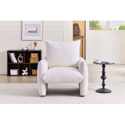Chaise d'appoint moderne en chenille avec coussin moelleux, parfaite pour les petits espaces et les coins de lecture confortables, fauteuil rembourré simple
