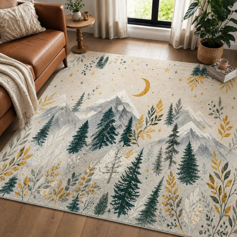Tapis de scène de montagne 1Pcs Artistic Mountain Forest, L 70,9 po x L 98,4 po x 1 pièce