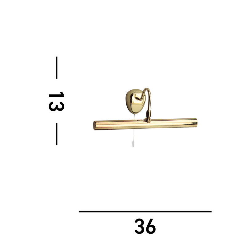 2 -Light Hardwired Dimmable Wall Mount Picture Light, Polished Brass