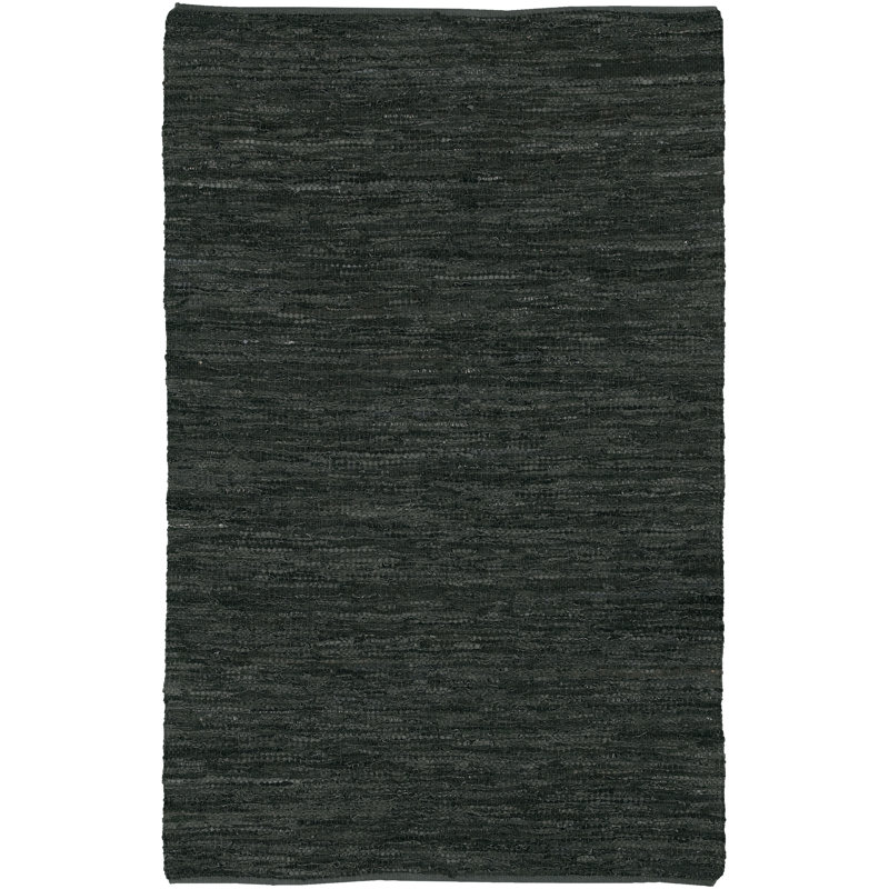 Tapis noir tissé à la main Bardette, Rectangle 2 pi x 3 pi