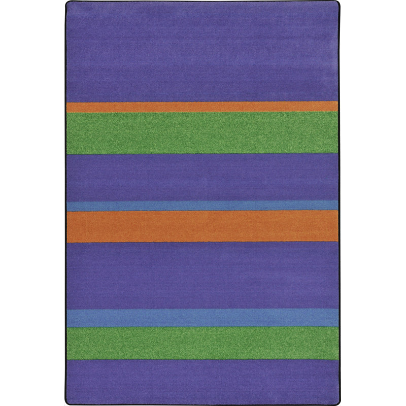 Tapis violet à rayures droites et étroites, 7 pi 8 po x 10 pi 9 po