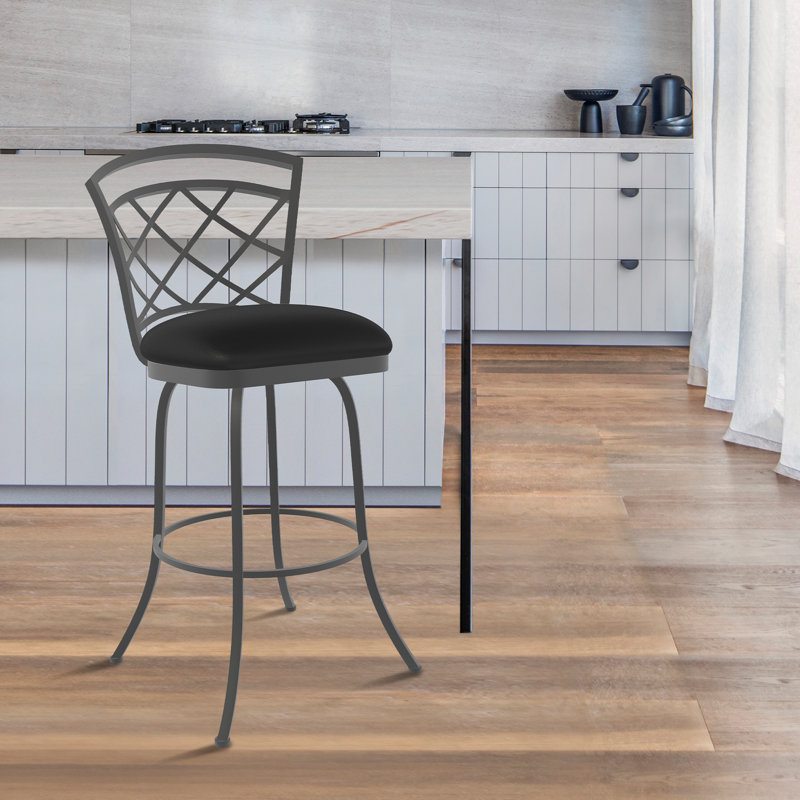 Tabouret pivotant Di Milan en tissu performance texturé avec finition thermolaquée à la main, Noir réglisse