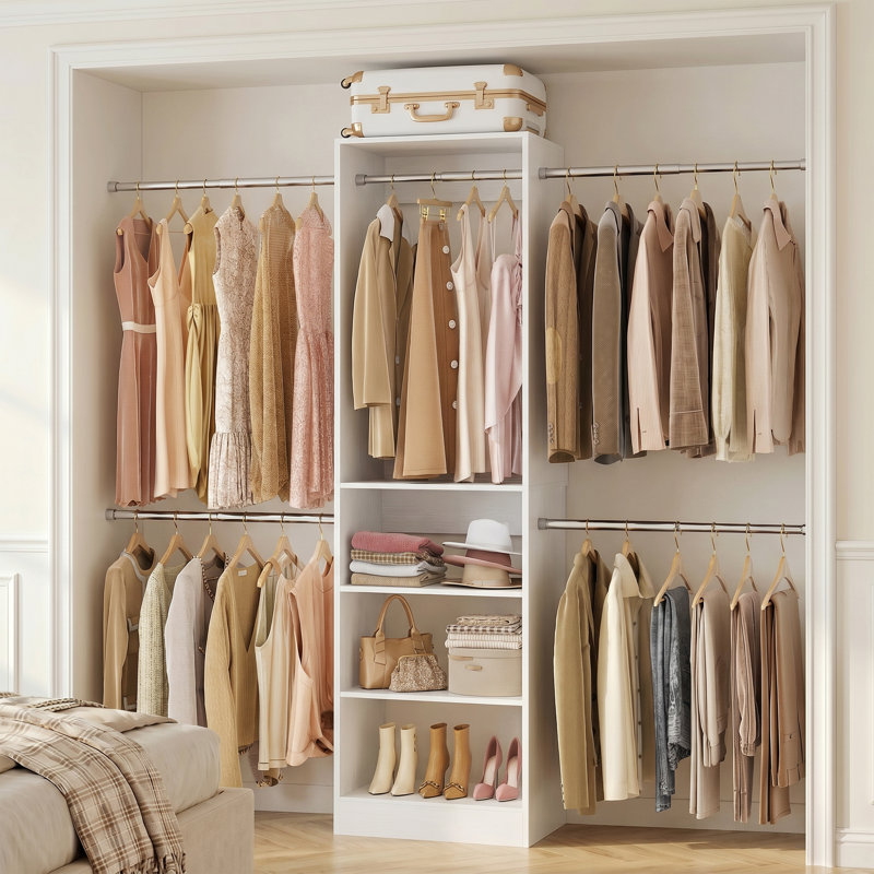  Système d'organisation l 20,5 - 120 po avec tiges de suspension (coupé sur mesure), Blanc
