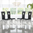 43.3" High Faux Leather Dining Chair Set, High Back Round Hole Backrest And Curved Stainless Steel Legs