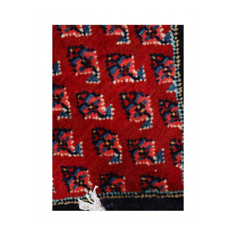 One-of-a-Kind 2'8'' X 13'11'' 1970s Area Rug in Navy Blue/Red/Beige