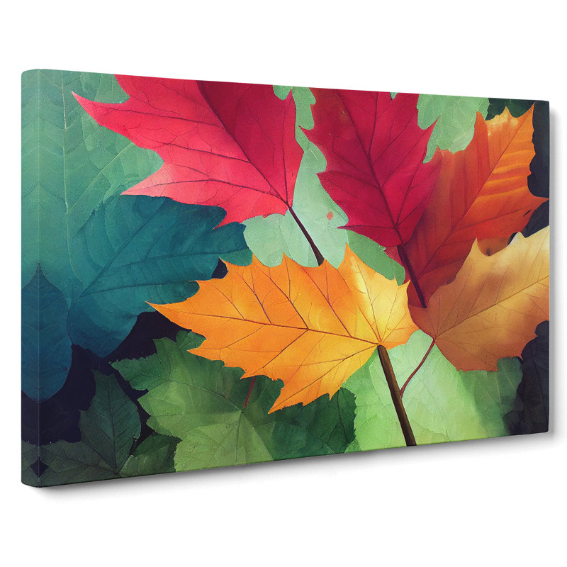 Contoured Autumn Leaf - Wrapped Canvas, 35cm H x 50cm W x 3cm D