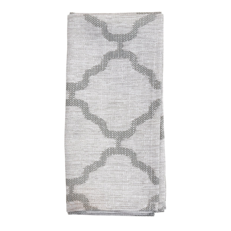 Marrakesh Collection Polyester Geometric Square Napkin, Gray