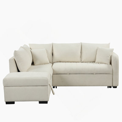 82.6" L-Shaped Sectional Pull Out Sofa Bed Sleeper Sofa With Two USB Ports