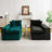 Black&Green Turtle Velvet Double Chaise Lounge Multifunctional Lazy Sofa-843493910
