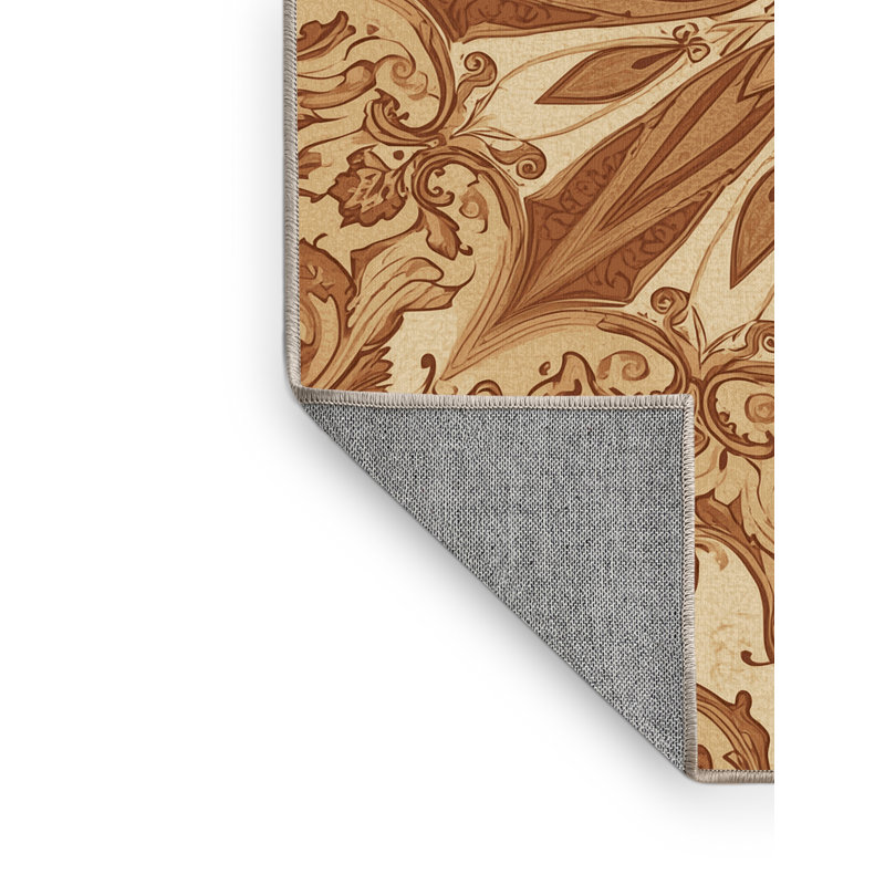 Tapis damassé classique lavable à la machine Paizley, 7 x 9