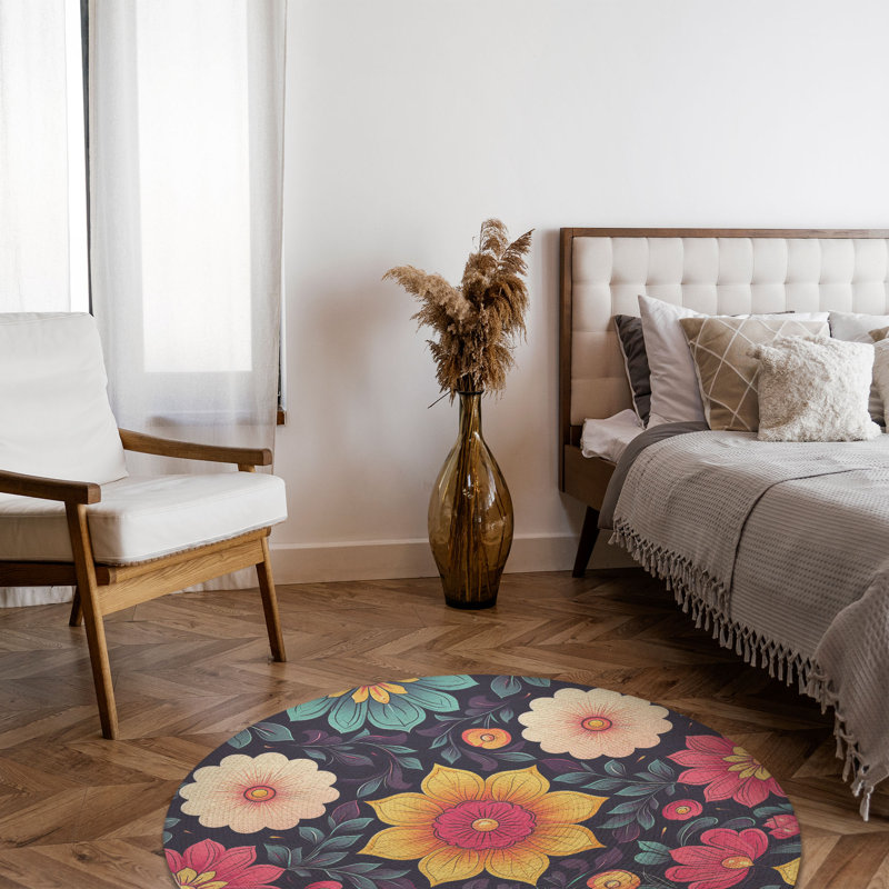 Tapis tressé Petal Symphony, Rond 5 pi