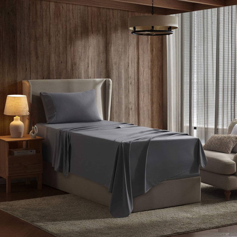 Ensemble de draps ultra doux et respirant Hotel Collection, Gris, Très grand simple