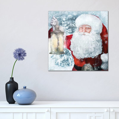 Santa Lantern 1 Piece Wrapped Canvas Painting