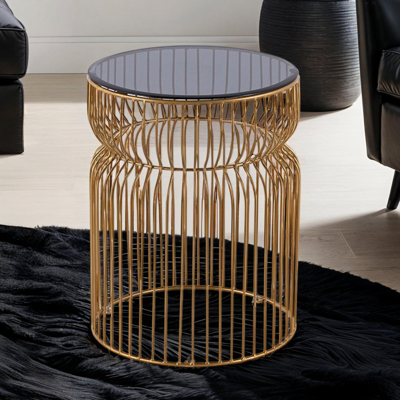 Table de bout, table d'appoint et salon en verre trempé teinté Modern Modern, Doré