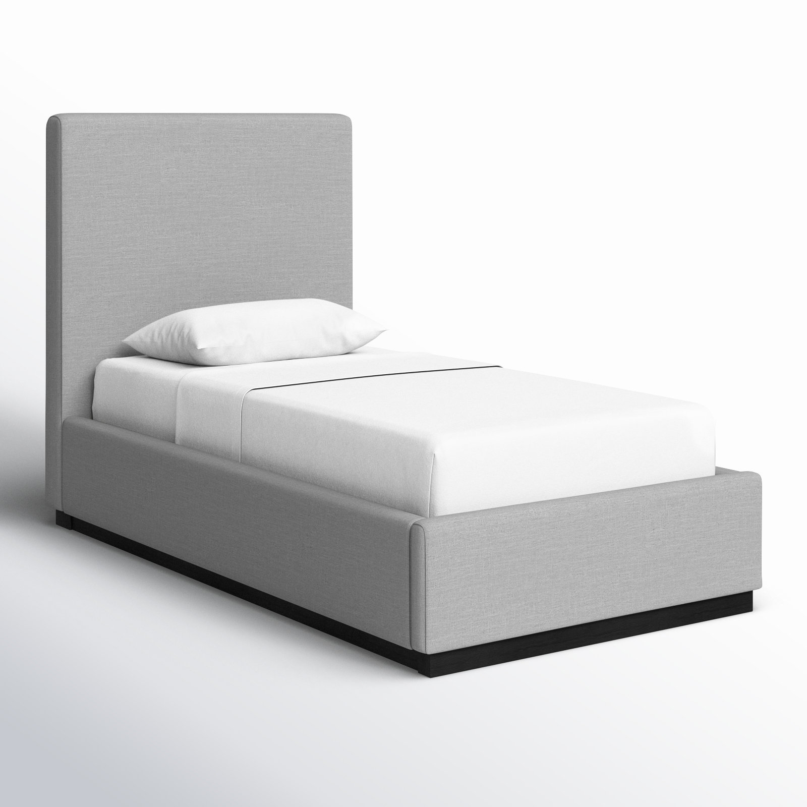 Citori Linen Upholstered Bed, Twin, Grey Linen Textured Fabric