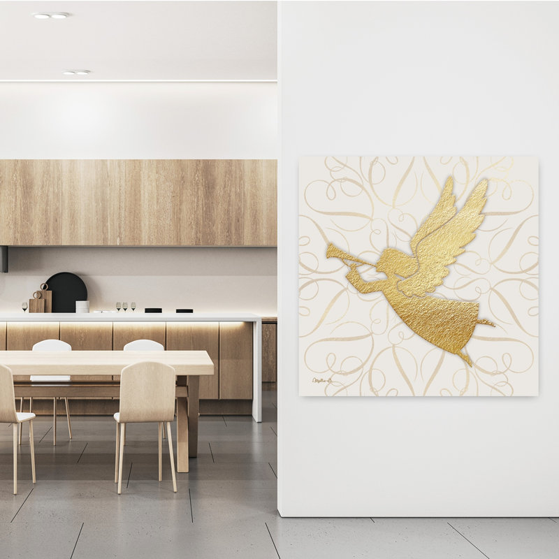 Golden Angel Abstract Contemporary Wall Art Print, 121.92cm H x 121.92cm W