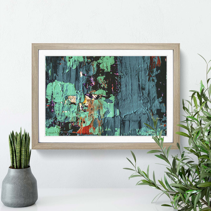 Abstract Art Painting Vol.229 by S.Johnson - Picture Frame Painting Print, 27cm H x 36cm W x 2cm D, Oak Framed